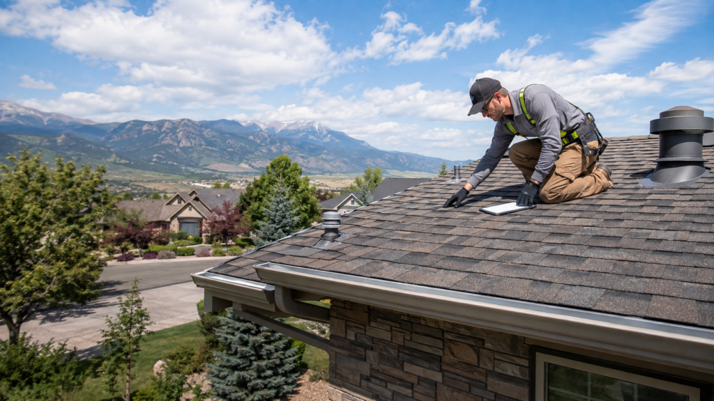Professional roofer performing preventative roof maintenance in Colorado Springs